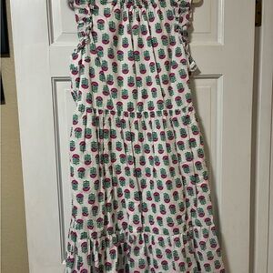 J. Crew Hot Pink and Green Ruffled Tiered Sundress